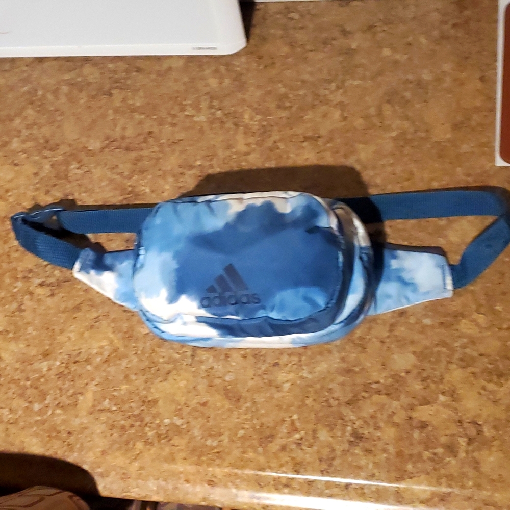 Adidas fanny pack tie dye blue
